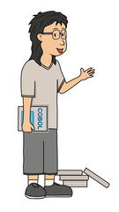 illustration of a person with a book