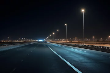 Zelfklevend Fotobehang Empty arabian highway in night © dr.lines