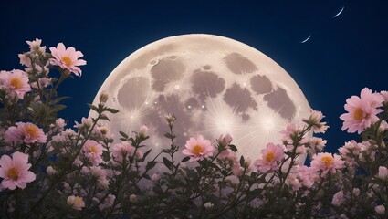 Obraz na płótnie Canvas moon and flowers