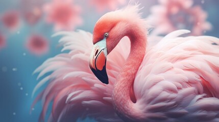 close up of a pink flamingo - obrazy, fototapety, plakaty