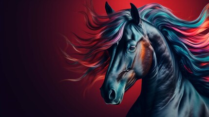 colorful horse isolated on a colorful backgroud  - obrazy, fototapety, plakaty