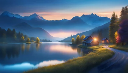 Tuinposter A dreamy rural landscape filled with tranquility. © Perecciv
