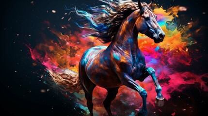 colorful horse isolated on a colorful backgroud 