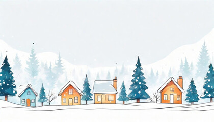 Cute little winter huts with copy space