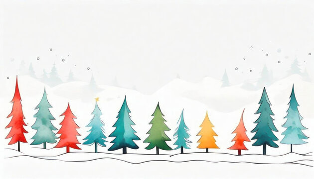 Cute little christmas trees winter with copy space