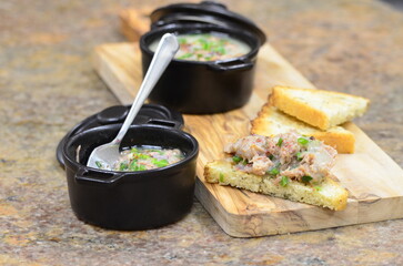Goose spread, food background, rillettes