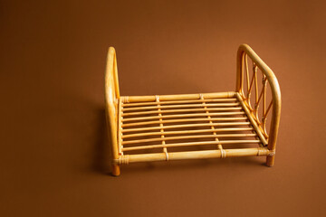 small bamboo bed. crib for a newborn photo shoot. Children's bed. bed for dolls
