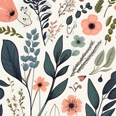 hand drawn floral elements collection