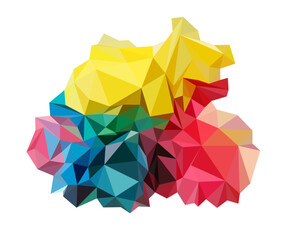 multi colorful low polygon diamond shape isolated icon with white background, vector 