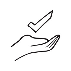 check mark. done. done. work. purpose. mark. search. vector. on a white background. doodle. © AR_pic