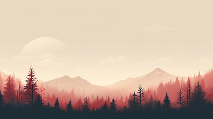Pastel Red Mountain Landscape Background