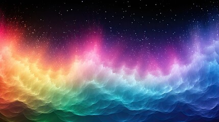 Abstract background image of frequency lines in rainbow tones.