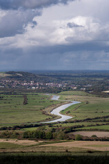 Fototapeta na wymiar View of the river Ouse and Lewes in autumn, East Sussex, England
