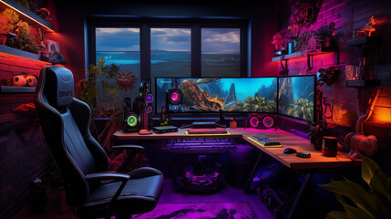 modern and powerful pc destop setup and environment