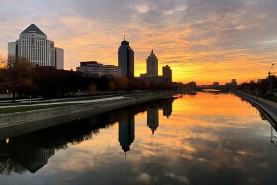 Image of Dayton, Ohio and the Great Miami River. Generative AI