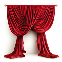 red curtain isolated on white, Realistic stage curtains backgrounds architecture decoration, - obrazy, fototapety, plakaty