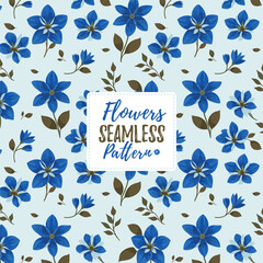 Blue Floral Harmony Hand Drawn Seamless Patterns Flowers Design Collection