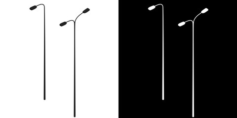 3D rendering illustration of a couple of street lamps