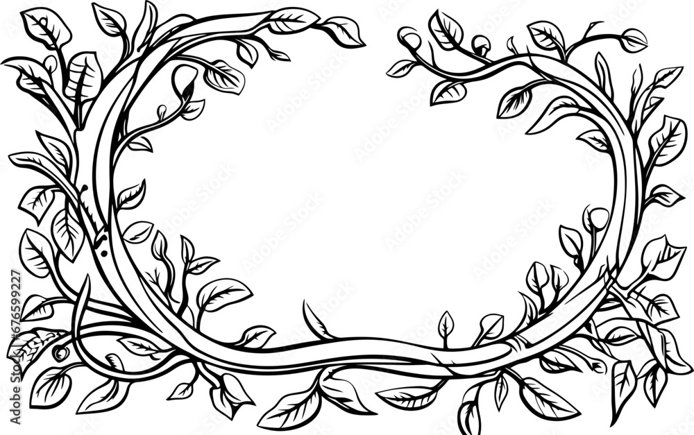 Wall mural ranches with leaves frame sketch