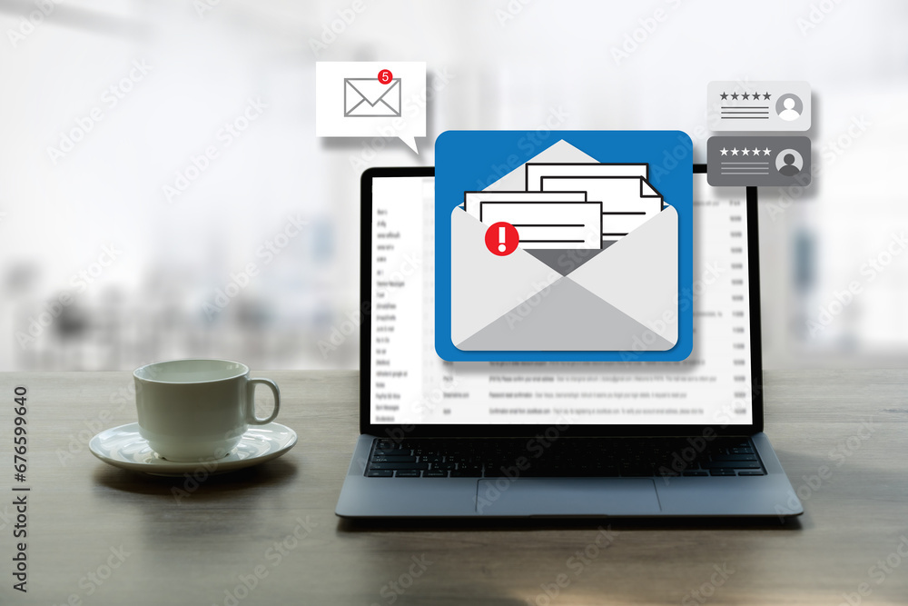 Poster mail communication connection message to mailing contacts phone global letters concept