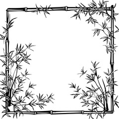 Fototapeta na wymiar Bamboo frame border silhouette