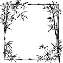 Bamboo frame border silhouette