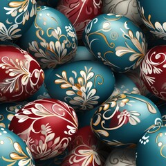 Vibrant and festive seamless pattern of colorful easter eggs on a bright solid background