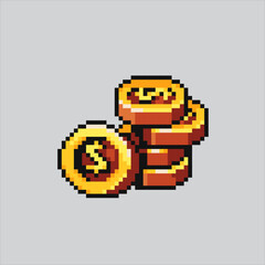 Pixel art illustration Coin. Pixelated Coin. Coin pixelated for the pixel art game and icon for website and video game. old school retro.