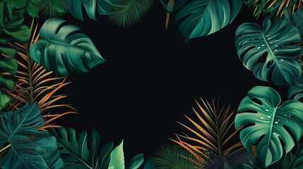 Tropical leaves with copy space. Wallpaper concept. Banner concept. Design concept. Tropical concept.