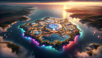 Gamer island zoomed out showing the horizon