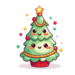 vector colorful christmas tree without background for christmas for postcard