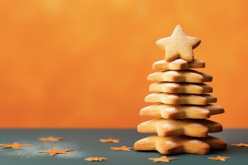 Christmas Treat: Festive Holiday Cookies in Sweet and Simple Shapes, on an Orange Background