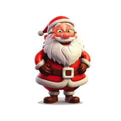 smiling vector santa claus without background for christmas postcards cartoon character style, pixar character style