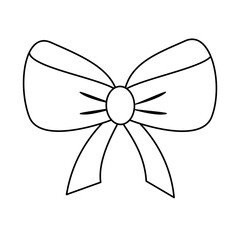 Decorative gift bow, doodle style flat vector outline for coloring book
