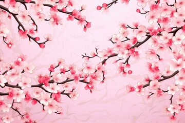 Background with blooming cherry tree branch. Generative AI