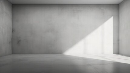 abstract. minimalistic background for product presentation. walls in  large empty room greyish white. can full of sunlight. Loft wall or minimalist wall. Shadow, light from windows to plaster wall..