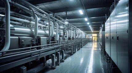 Obraz premium Modern steel equipment factory production plant technology pipe engineering industrial