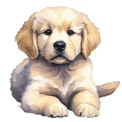 Watercolor Golden Retriever Puppy on Transparent Background
