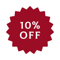 Digital discount offer label or sticker in PNG format with transparent background, featuring a 10% discount