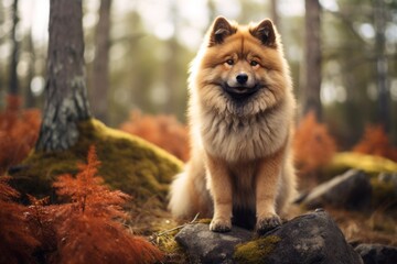 Eurasien Dog in the forrest Generative Ai