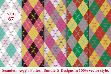Argyle Pattern Bundle 5 designs Vol.67,geometric,Knitted,plaid