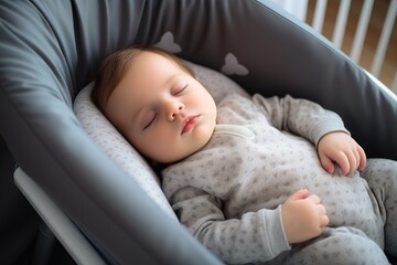 A baby sleeps peacefully in his cradle