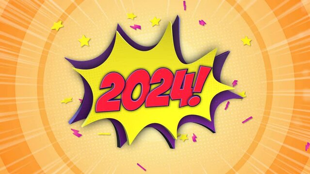 2024 Comic Text Animation, on Alpha Channel, Background, Loop
