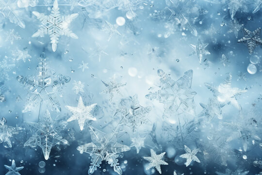 White transparent christmas snowflakes background on a christmas postcard stock photo, in the style of varied textures, simplistic designs