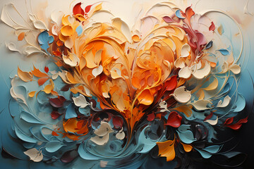 Heart - shaped ornament pattern, romantic, painting - obrazy, fototapety, plakaty