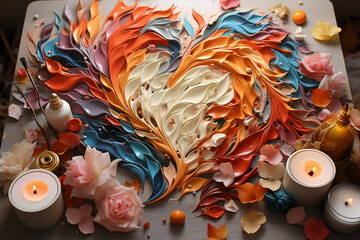 Heart - shaped ornament pattern, romantic, painting