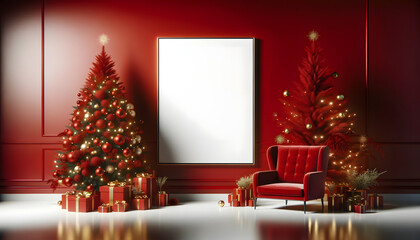 Fototapeta na wymiar A minimalist Christmas advertisement design. generative AI