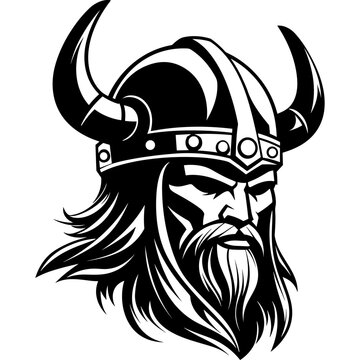 recommend clip art: viking head logo beard and helmet with horns black vector