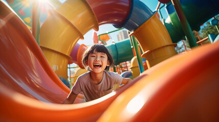 遊具で遊ぶ子供