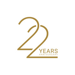 22 Years Anniversary Logo, Vector Template Design element for birthday, invitation, wedding, jubilee and greeting card illustration.